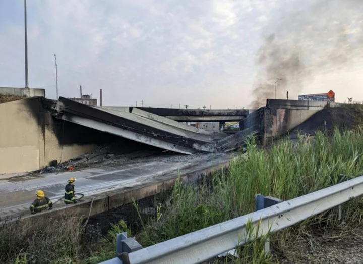 Vehicle fire causes major US highway collapse