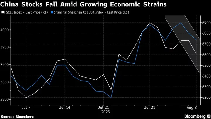 China Stocks in Hong Kong Drop During Growing Economic Strains