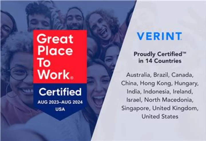 Verint Earns Great Place To Work Certifications