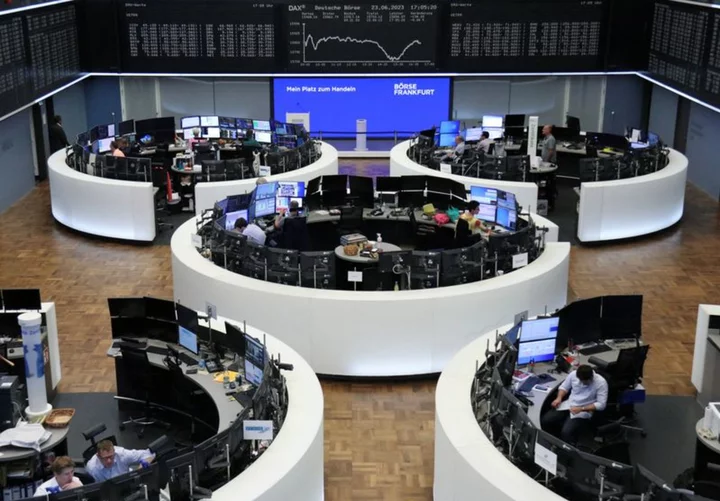 Europe shares edge lower as bank stocks drag