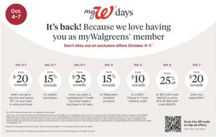 Walgreens Unveils myW™ days Offers October 4 - 7