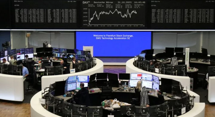 European shares hit two-week high on healthcare boost; Fed rate verdict eyed