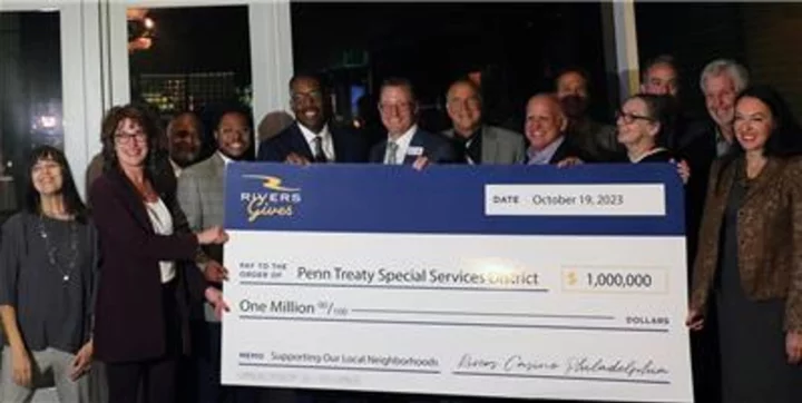 $1 Million Check Presentation by Rivers Casino to Penn Treaty SSD Helps Riverwards Neighborhoods