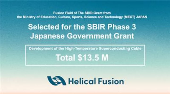 Helical Fusion selected for Japanese SBIR grant to accelerate development of High-Temperature Superconducting cable.