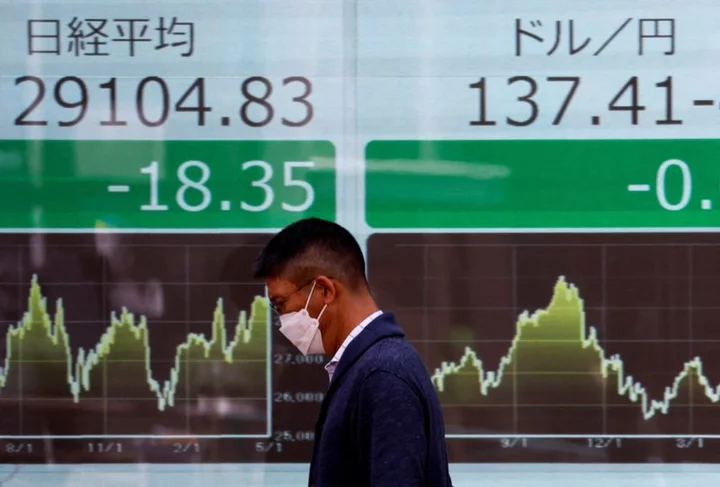 Asian shares on edge for China data, Fed speakers