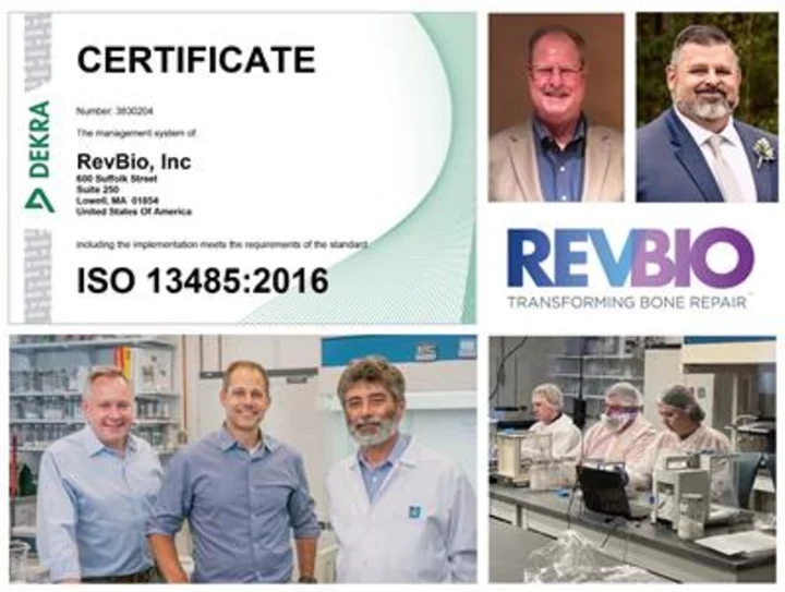 RevBio Receives ISO 13485 Certification for its Quality Management System
