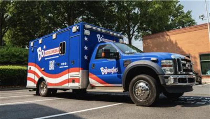 Sound the Sirens: Bojangles Hits the Road in Red, White and Blue Ambulance – The Bo Heroes Mobile