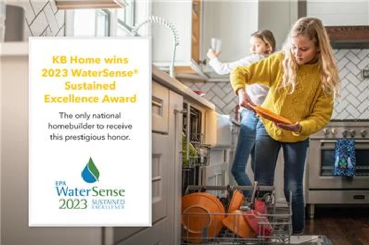 KB Home Wins 2023 WaterSense Sustained Excellence Award, the Only National Homebuilder to Receive This Prestigious Honor