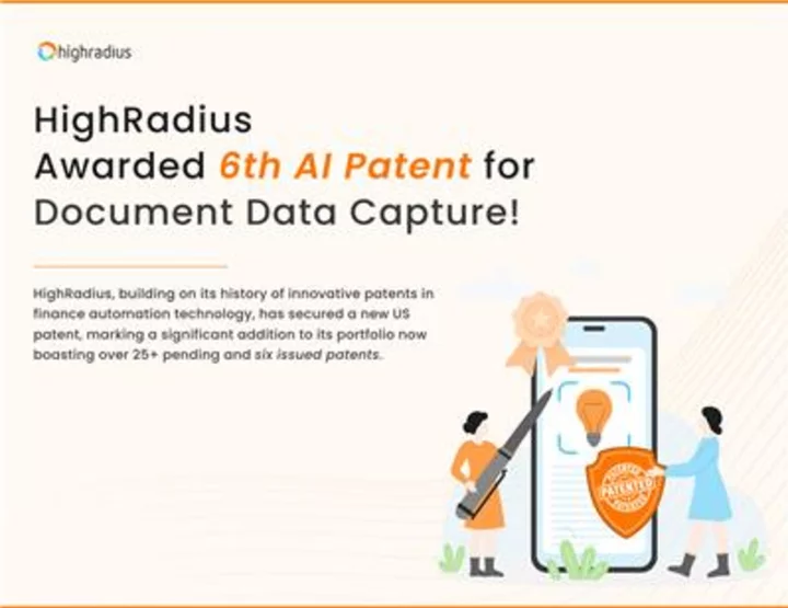 HighRadius Autonomous Finance Software Awarded 6th AI Patent - For Document Data Capture