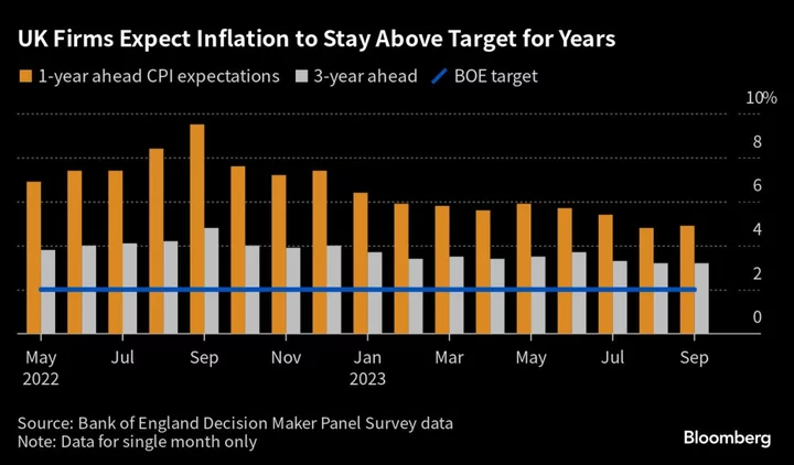 BOE Survey of Firms Shows Inflation Pressures Remain Stubborn