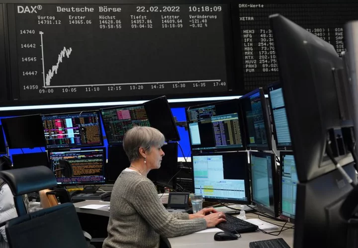 European shares set for weekly drop as higher-for-longer rates loom